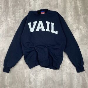 Champion Vail Sweatshirt Mens Medium Blue Ski Mountain Colorado Pullover